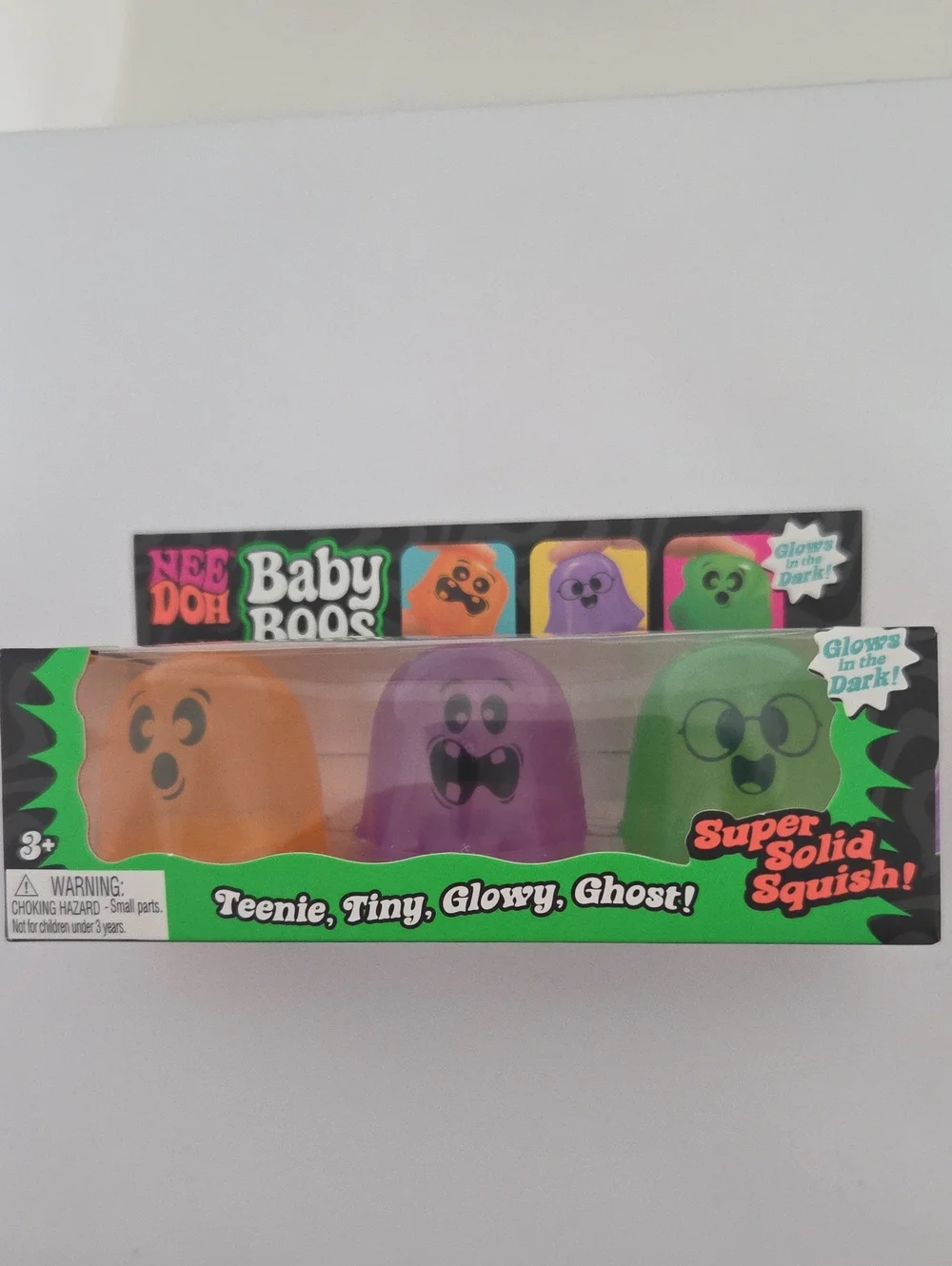 Needoh Baby Boos Teenie Glowy Ghosts(3 Pk) W/orange,purple,and green-Authentic